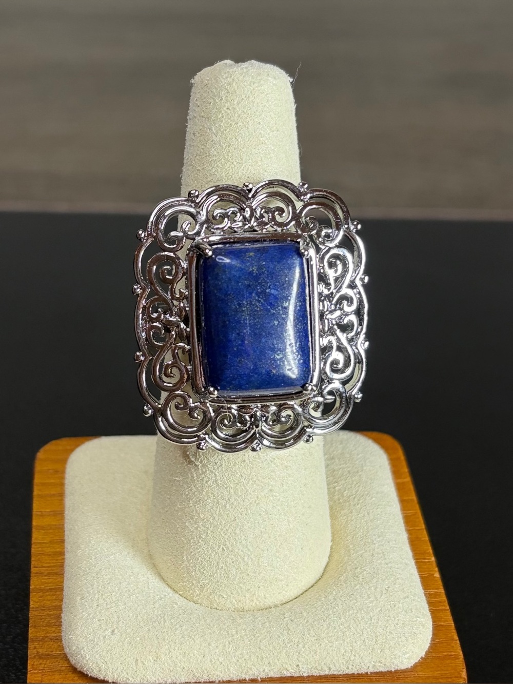 Lapis Lazuli Filigree Framed Statement Ring